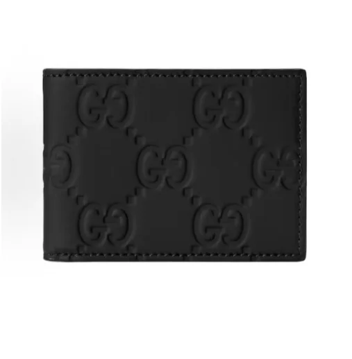 더블 G 로고 플랩 접이식 러버 지갑