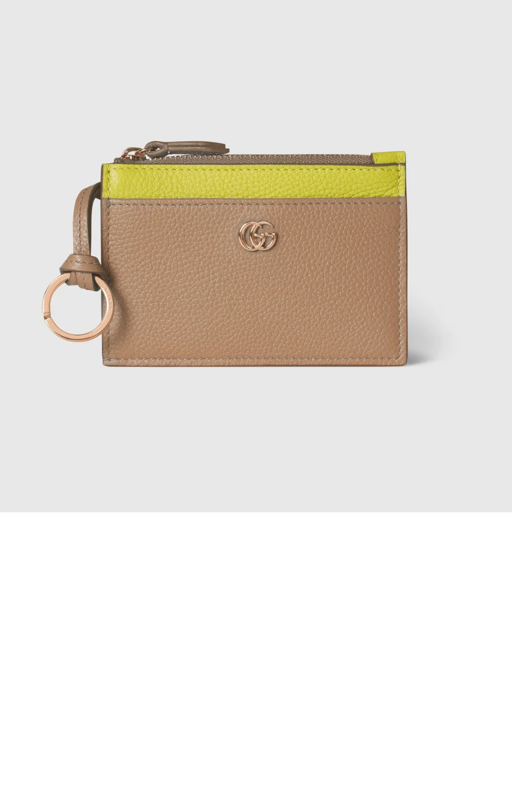 GG 마몽 지퍼 카드 지갑 베이지라임 상세
