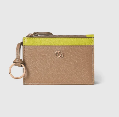 GG 마몽 지퍼 카드 지갑 베이지라임