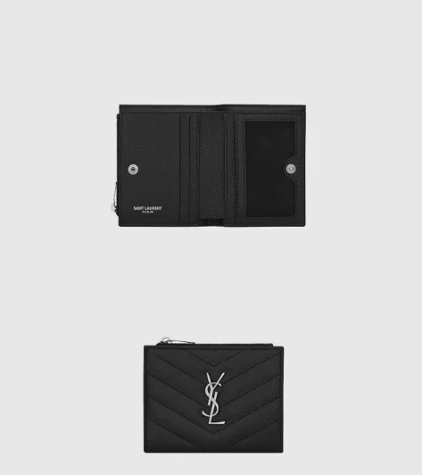 모노그램 2단 지갑 블랙 실버