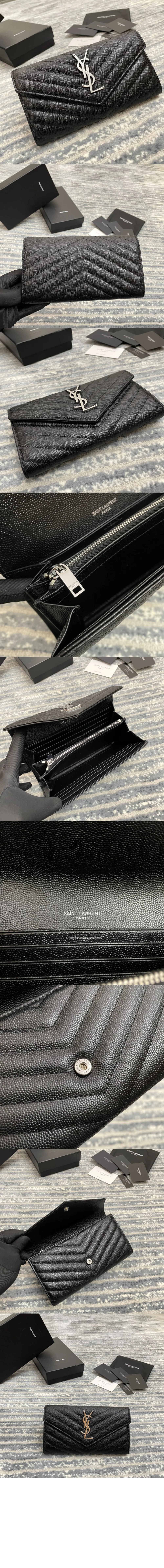 모노그램 플랩 장지갑 실버 상세