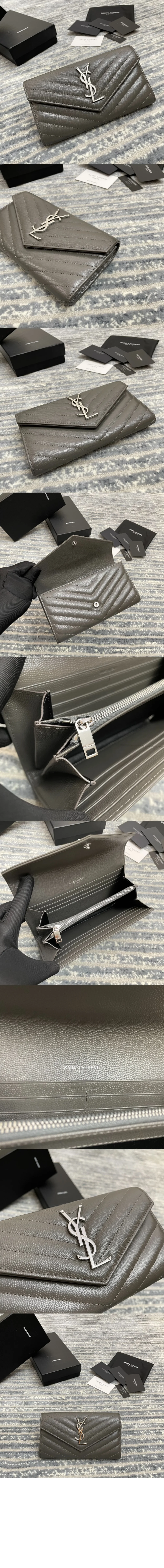 모노그램 플랩 장지갑 실버 상세