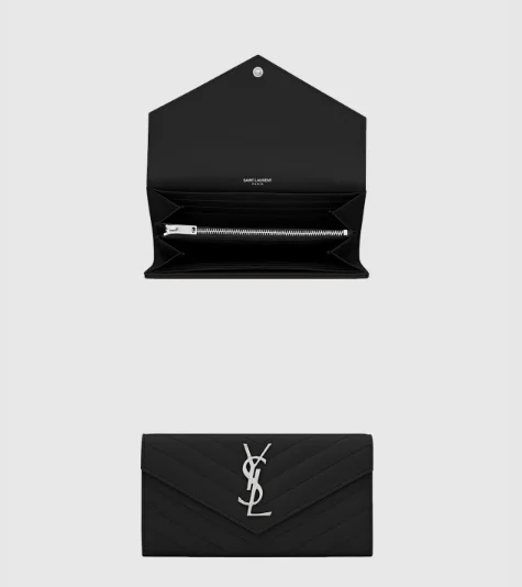 모노그램 플랩 장지갑 실버