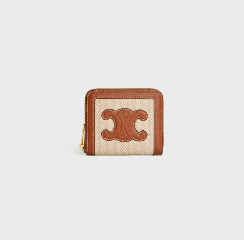 트리옹프 가죽 콤팩트 지퍼 지갑