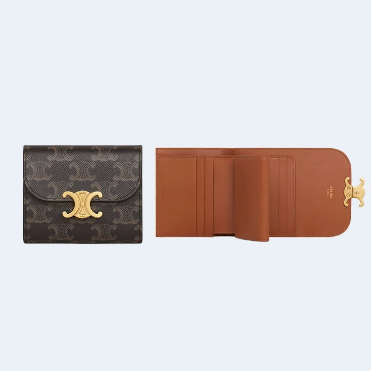 스몰 트리옹프 캔버스 플랩 지갑 탠 상세