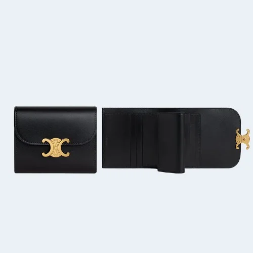 스몰 트리옹프 플랩 지갑 골드블랙