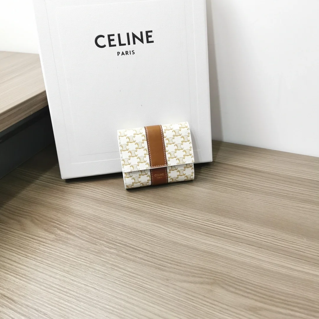 트리옹프 캔버스 스몰 3단 지갑 화이트 탠 상세