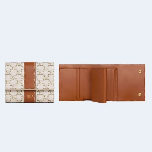 트리옹프 캔버스 스몰 3단 지갑 화이트 탠