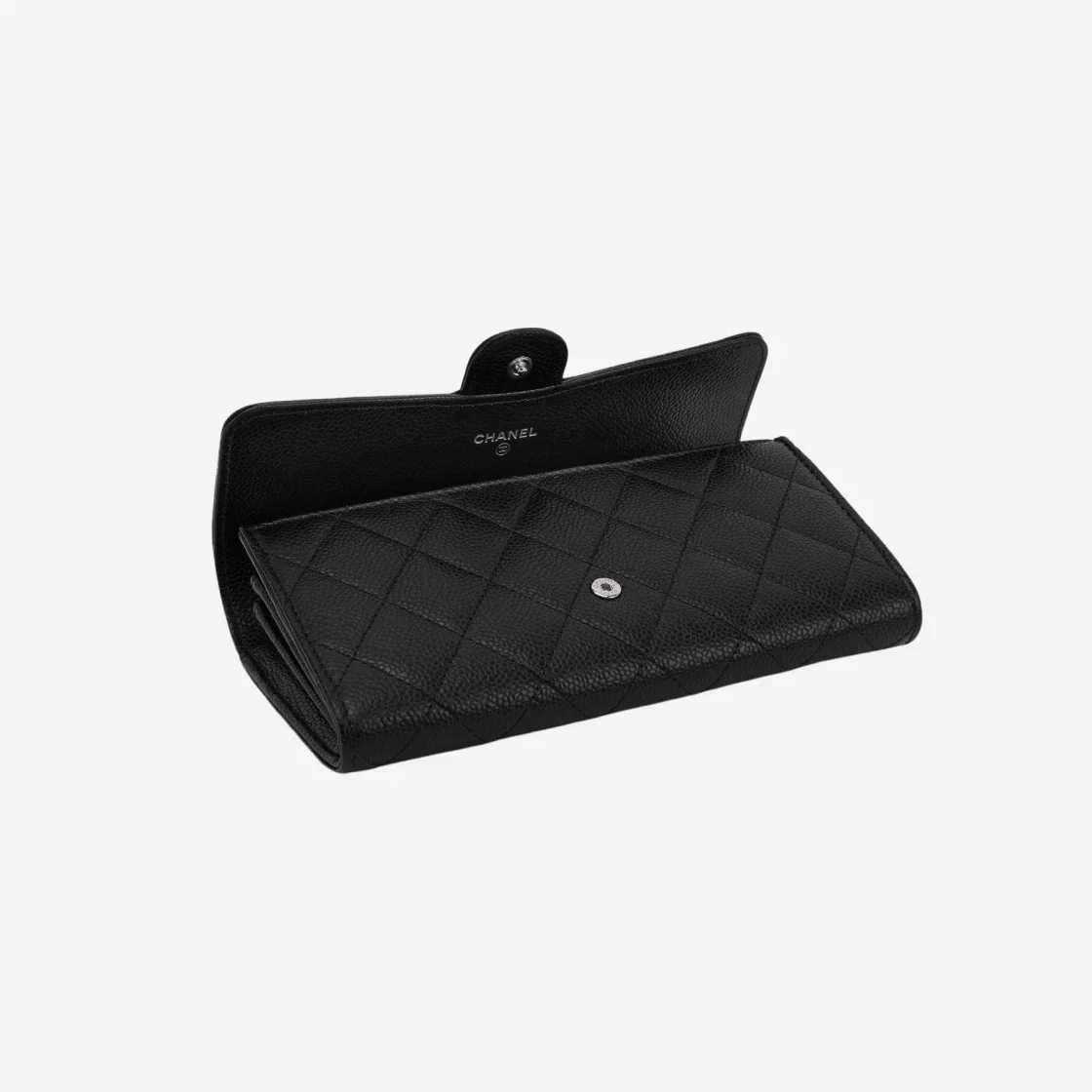 클래식 캐비어 플랩 장지갑 블랙 실버 상세