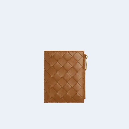 스몰 인트레치아토 폴더형 지퍼 지갑 우드