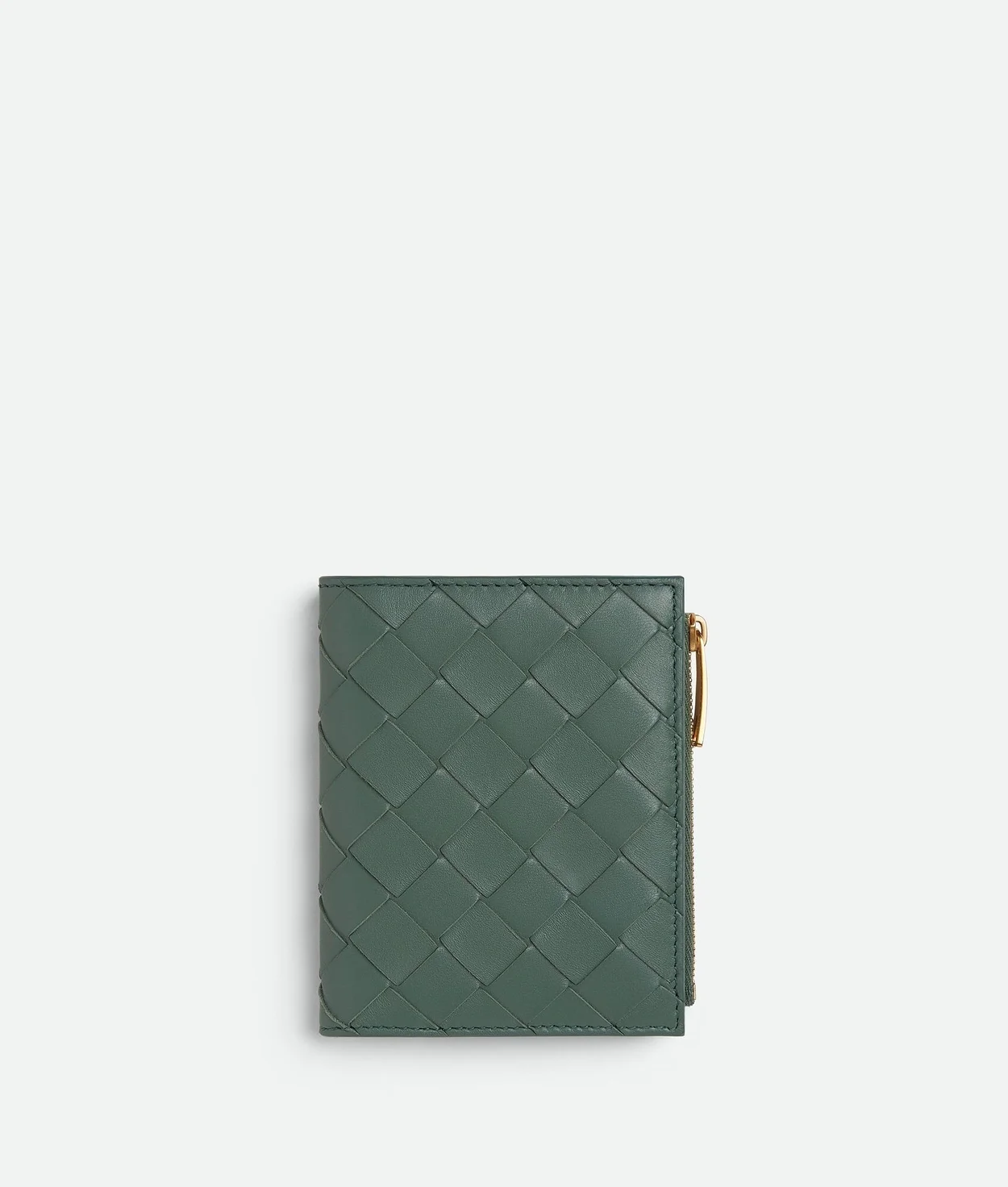 스몰 인트레치아토 폴더형 지퍼 지갑 그린 상세