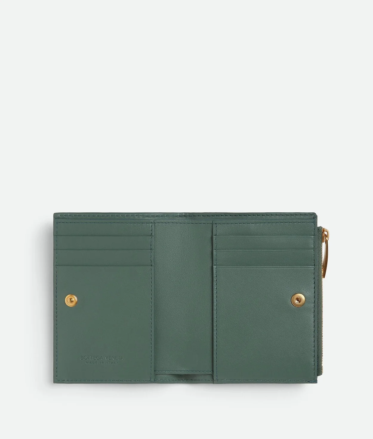 스몰 인트레치아토 폴더형 지퍼 지갑 그린 상세
