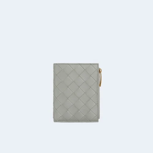 스몰 인트레치아토 폴더형 지퍼 지갑 그레이