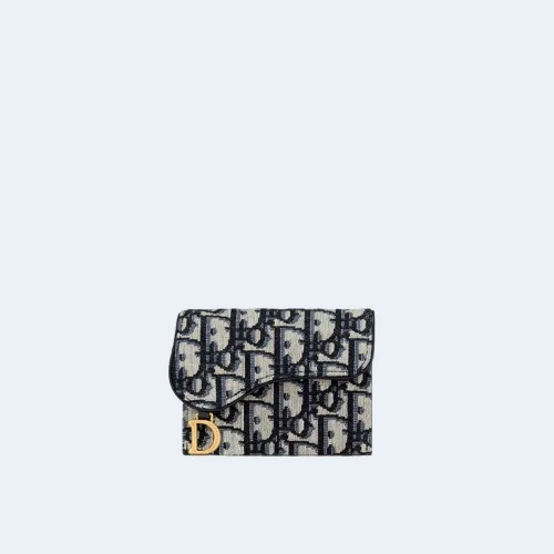 오블리크 새들 플랩 카드 지갑 블랙