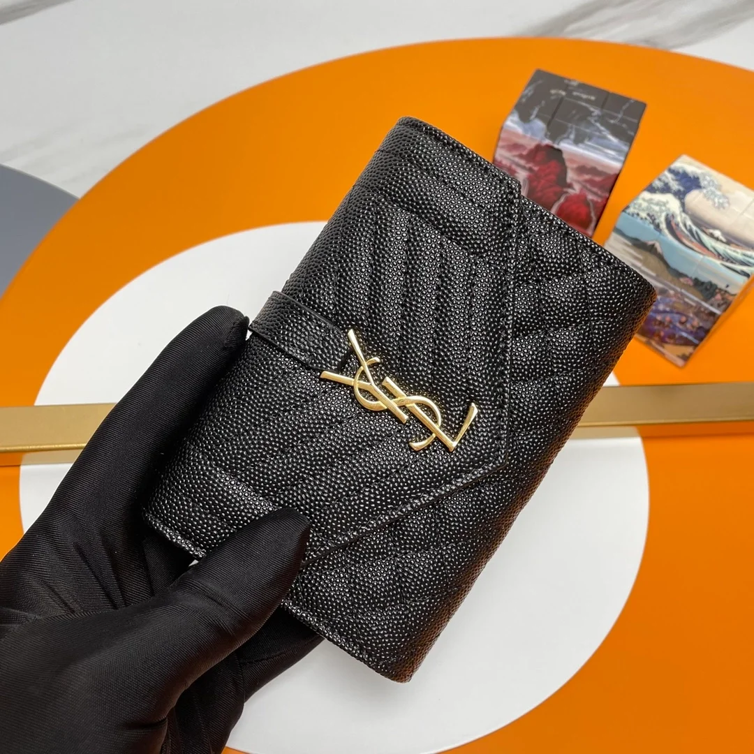 엔벨로프 스몰 지갑 블랙 골드 상세