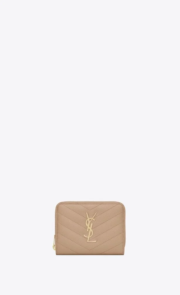 컴팩트 지퍼 어라운드 월릿 베이지 골드 상세