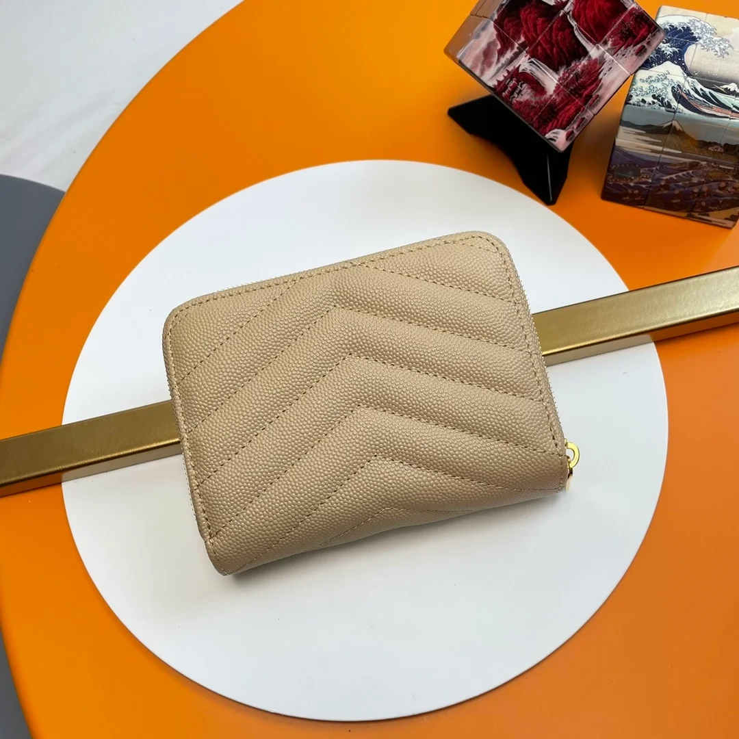 컴팩트 지퍼 어라운드 월릿 베이지 골드 상세