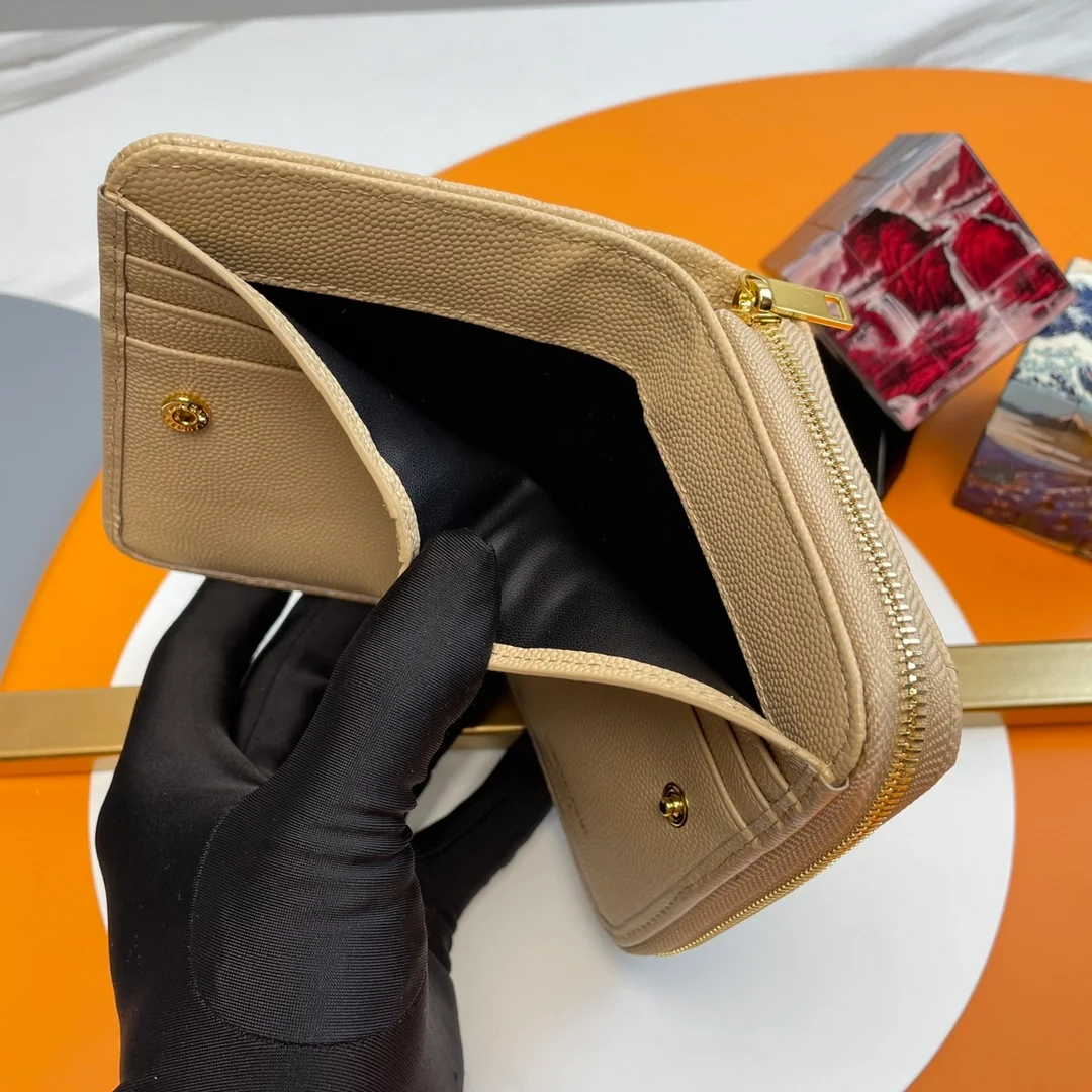 컴팩트 지퍼 어라운드 월릿 베이지 골드 상세