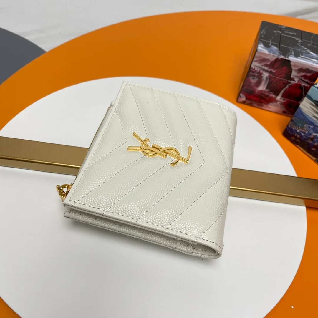 모노그램 2단 지갑 화이트 골드 상세