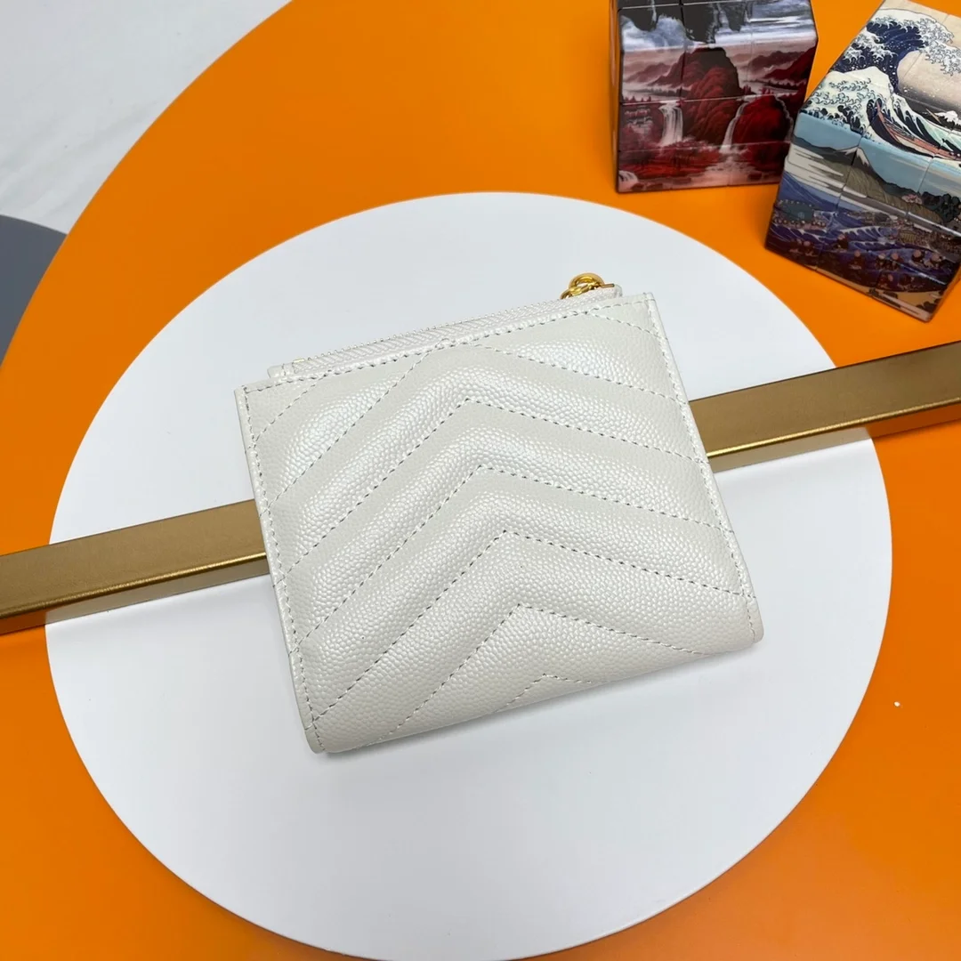 모노그램 2단 지갑 화이트 골드 상세