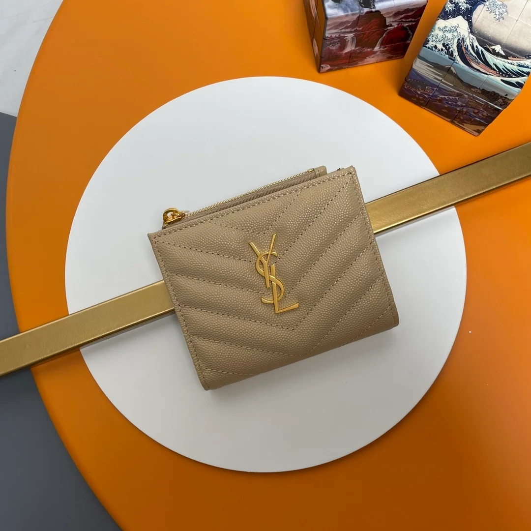 모노그램 2단 지갑 베이지 골드 상세