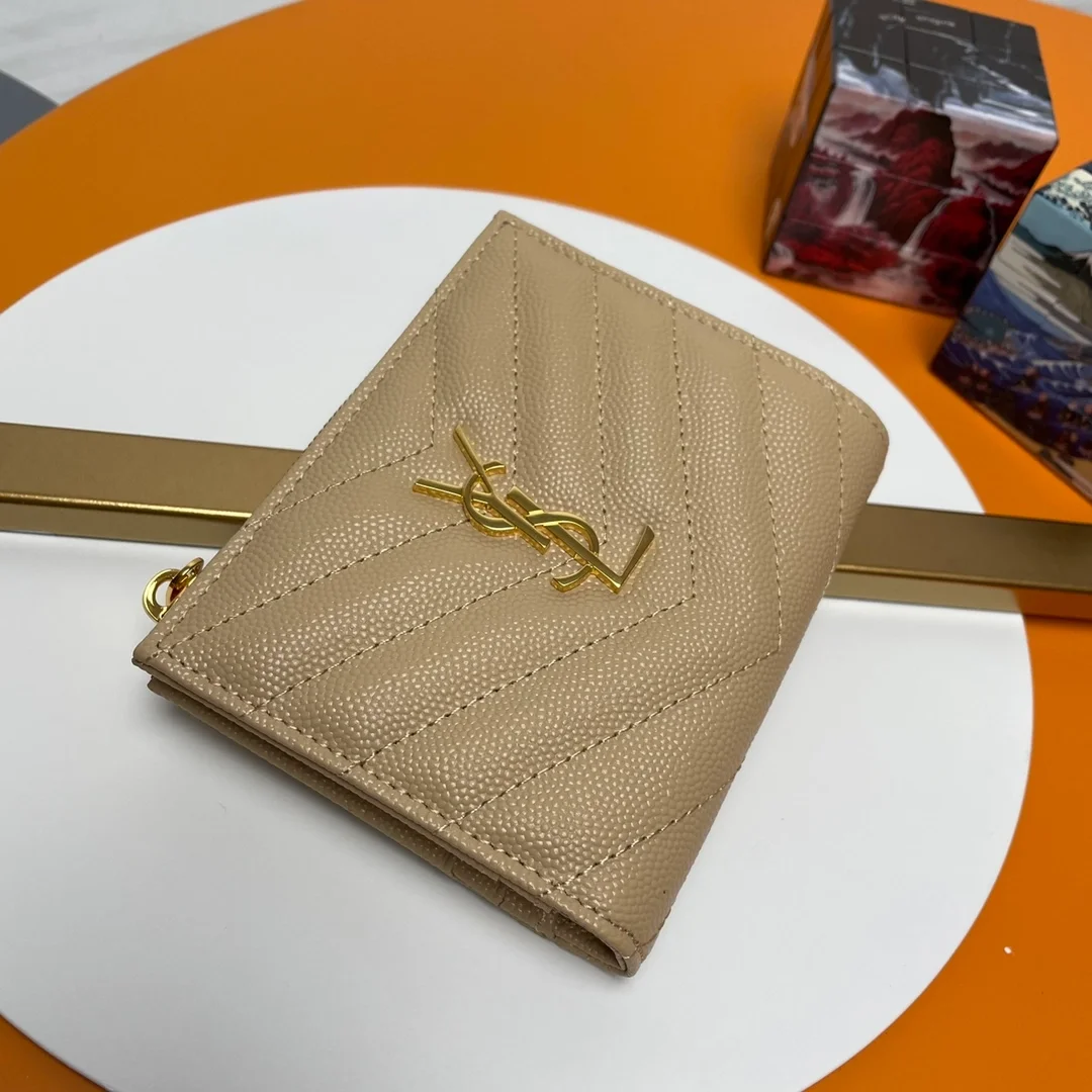 모노그램 2단 지갑 베이지 골드 상세