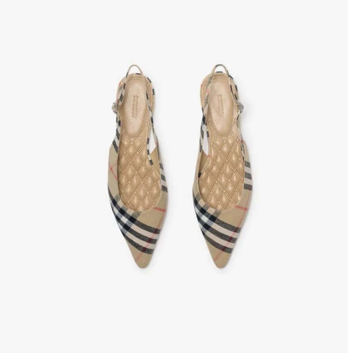 체크 데임 슬링백 발레리나 811314