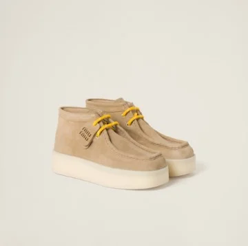 스웨이드 델라베 웨지 앵클 부츠