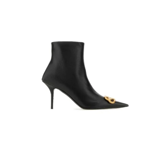 BB 로고 장식 레더 앵클 부츠힐