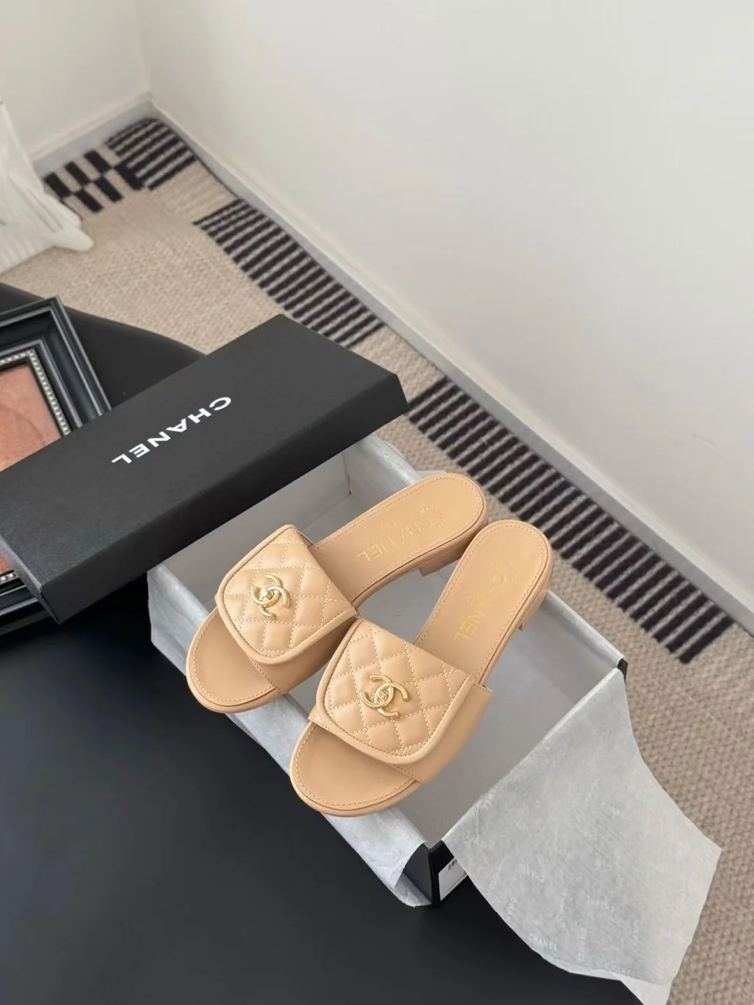 슬라이드 슬리퍼 (베이지) 상세