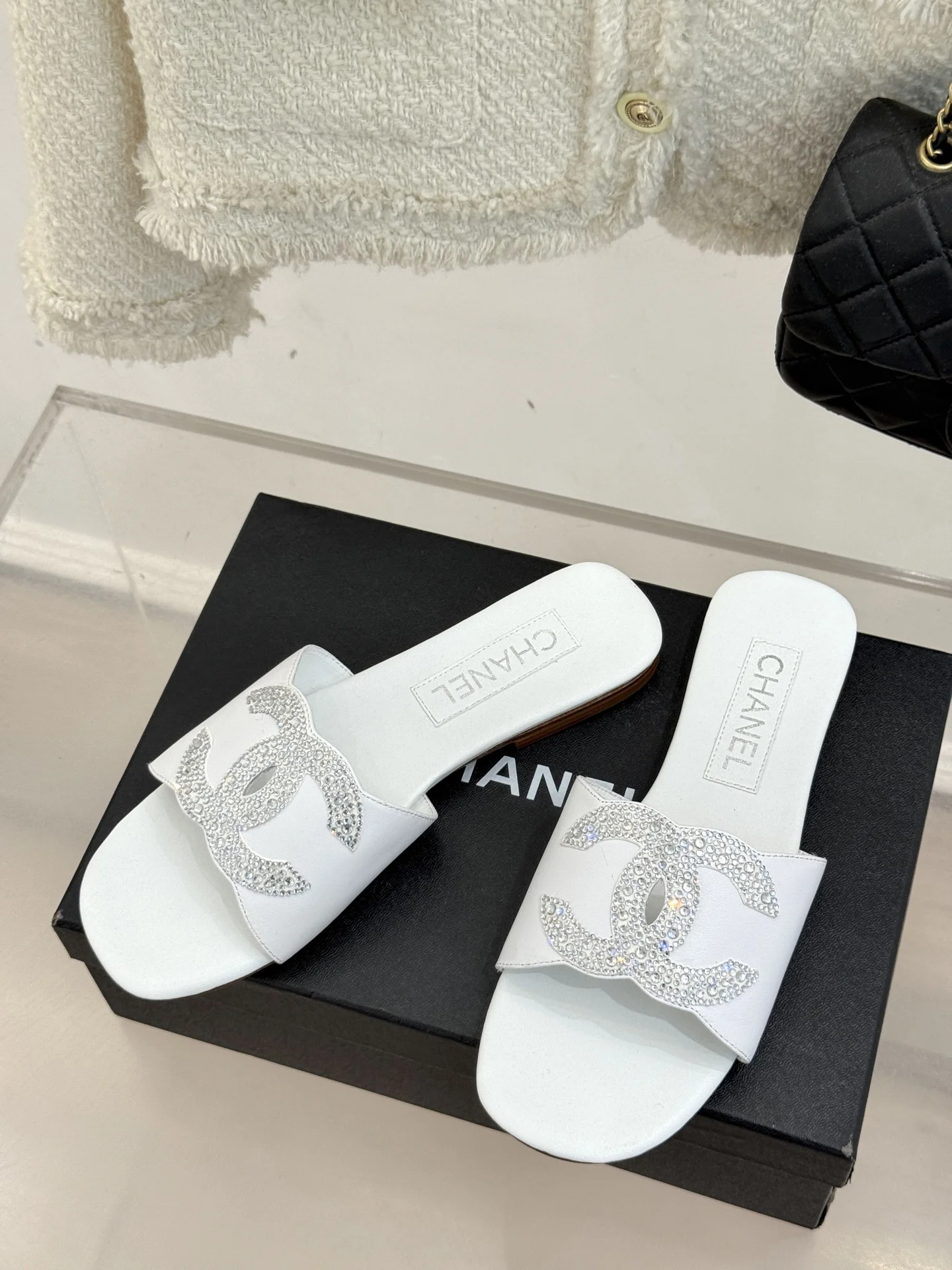 25p 봄여름 신상 큐빅 더블 C 슬리퍼(3color) 상세