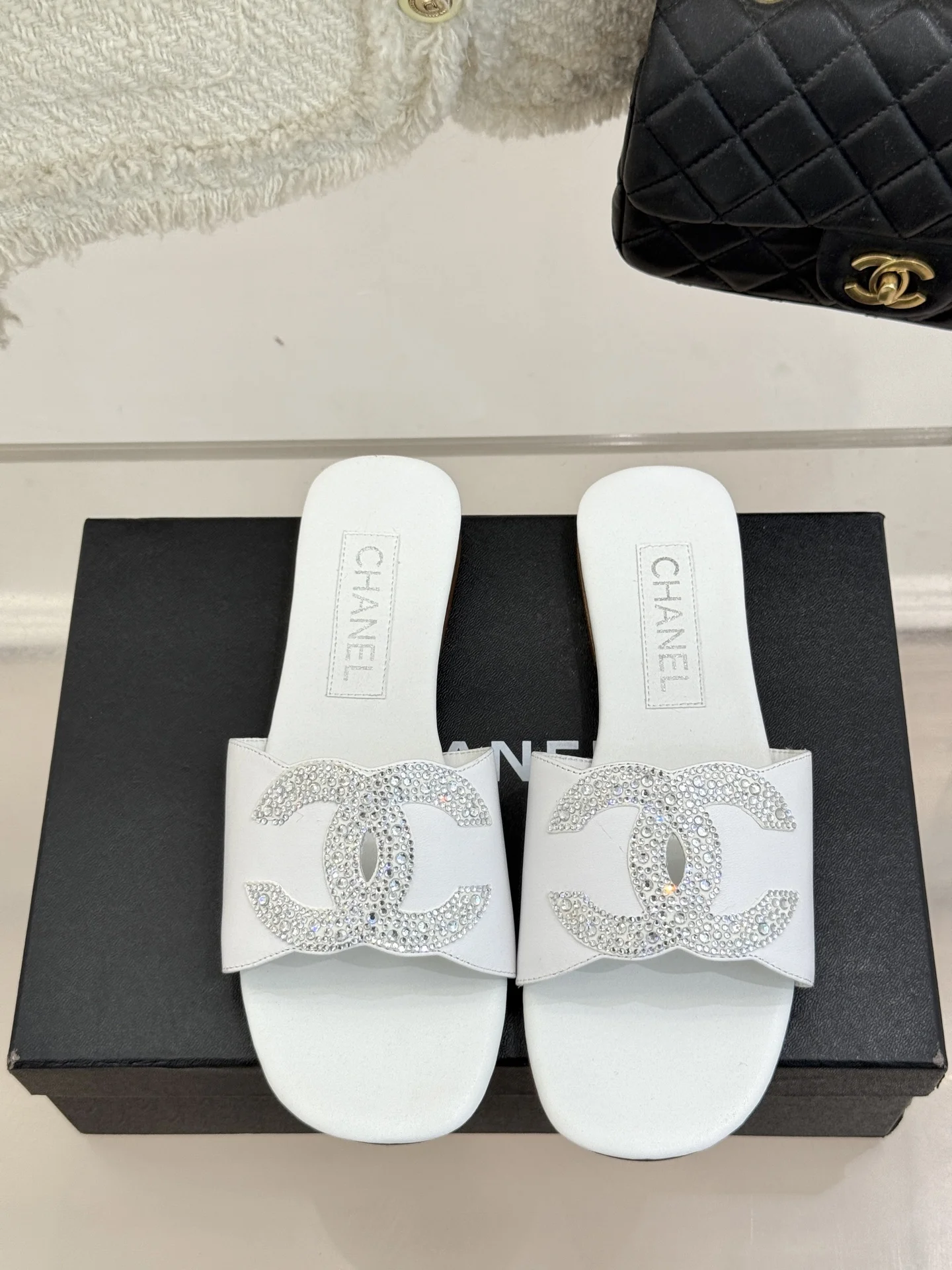 25p 봄여름 신상 큐빅 더블 C 슬리퍼(3color) 상세