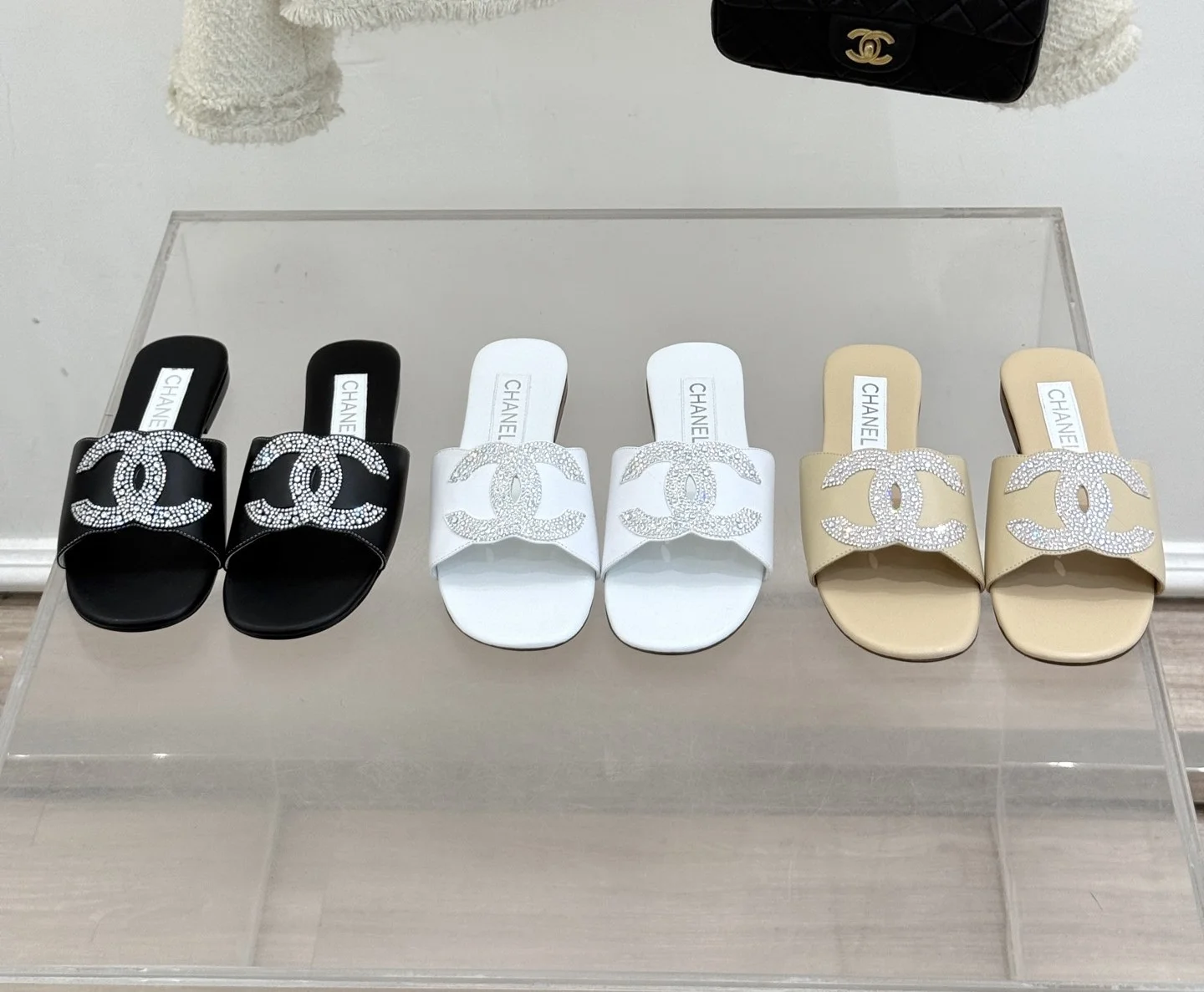 25p 봄여름 신상 큐빅 더블 C 슬리퍼(3color)