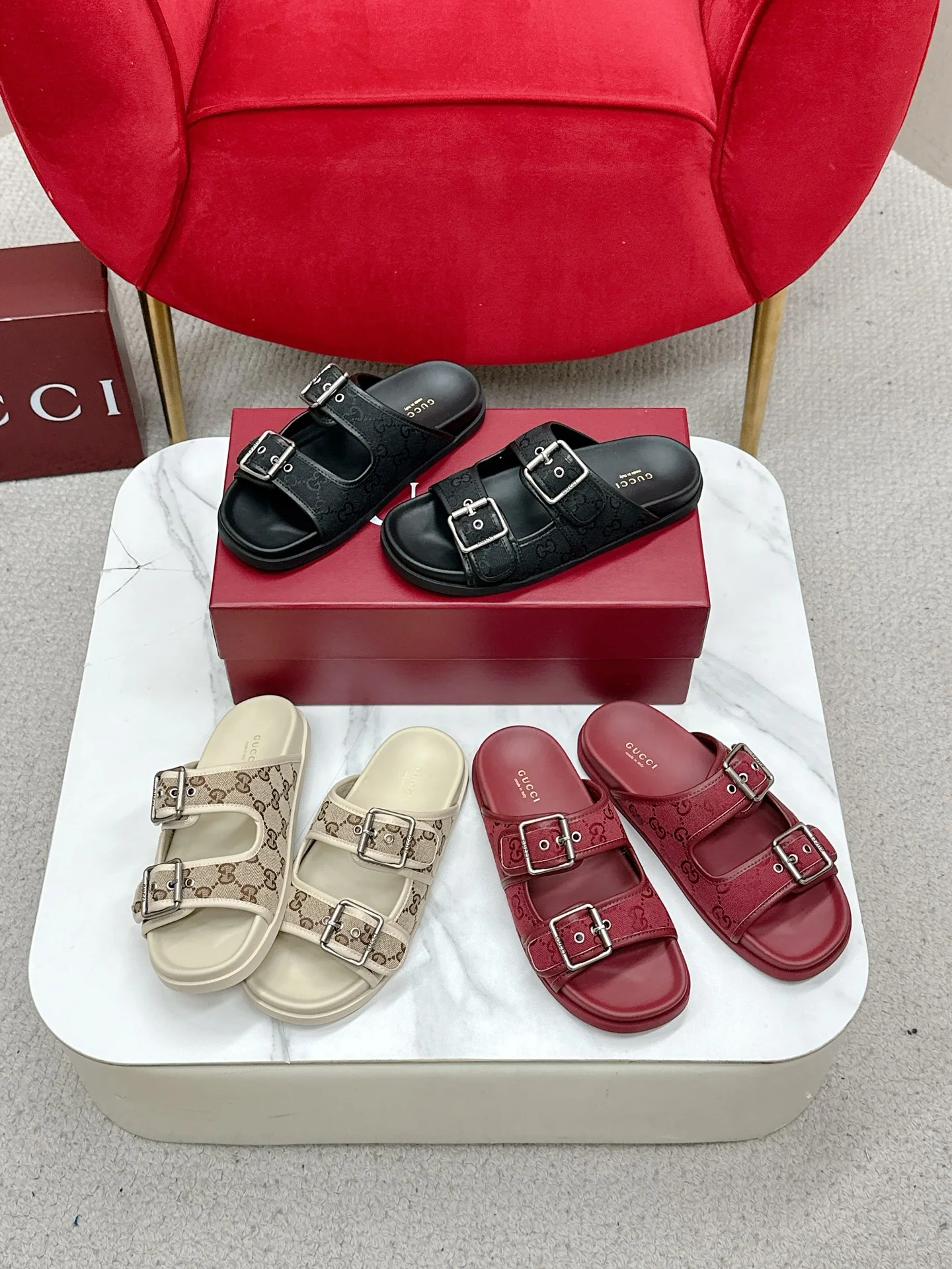 25 GG 클래식 올드 캔버스 비치 샌들(3color)