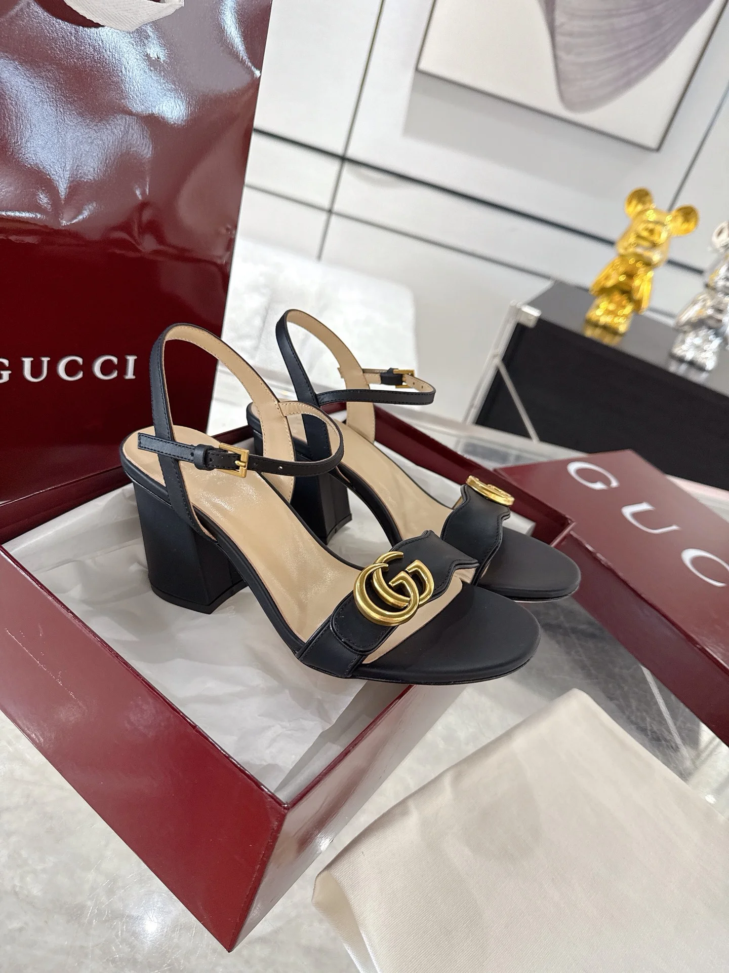 더블 G 버클 힐 스트랩 샌들(2color) 상세