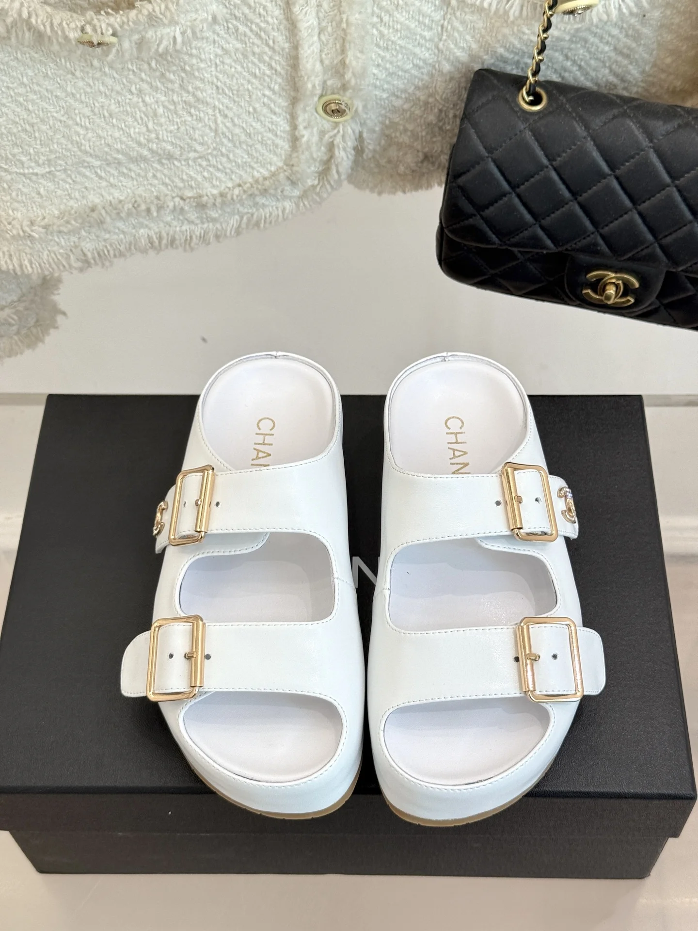 25C 봄여름 신상 퀼팅 플랫폼 슬리퍼(3color) 상세