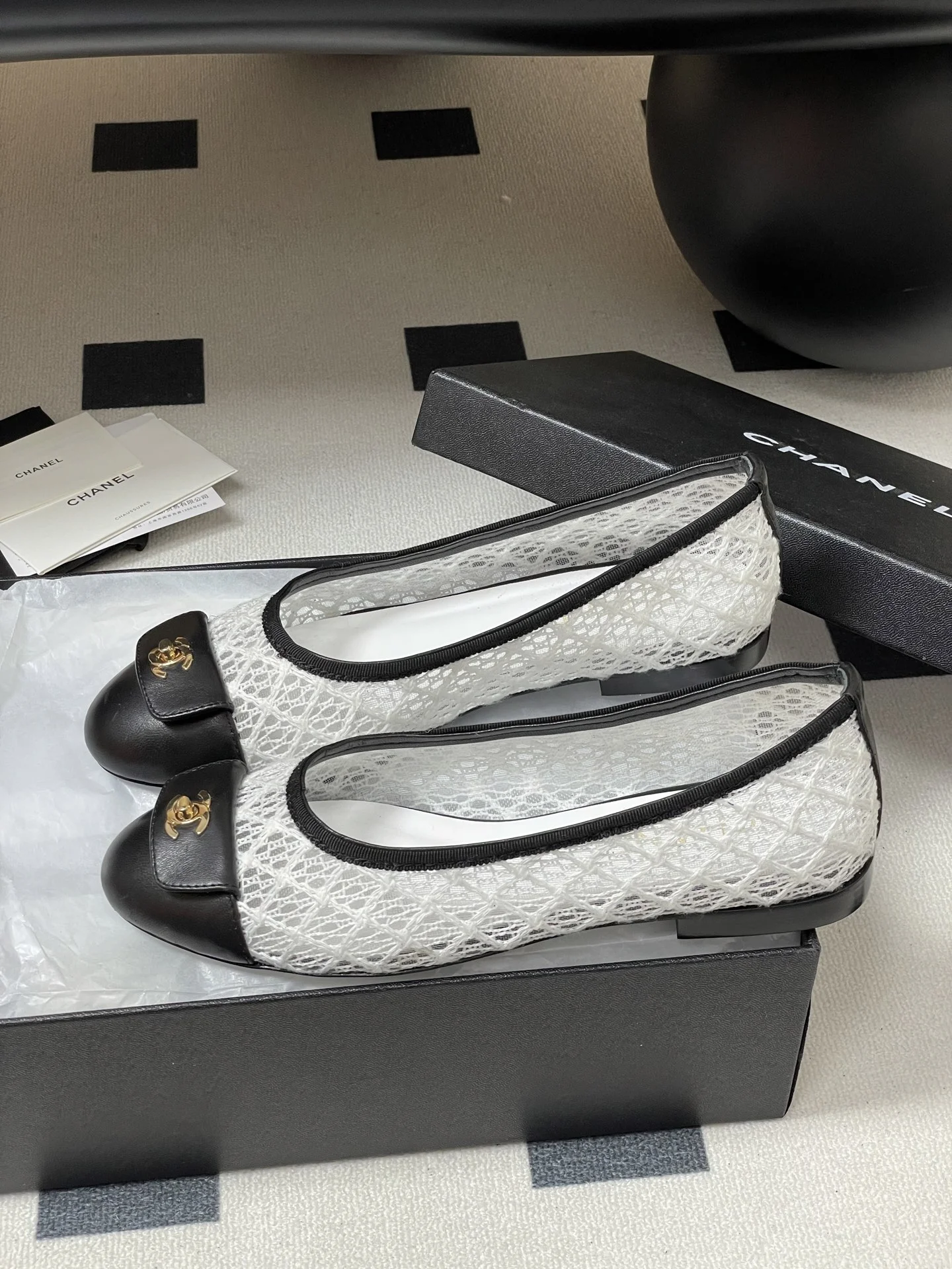 25 더블C 통굽 망사 플랫 발레화(4color) 상세