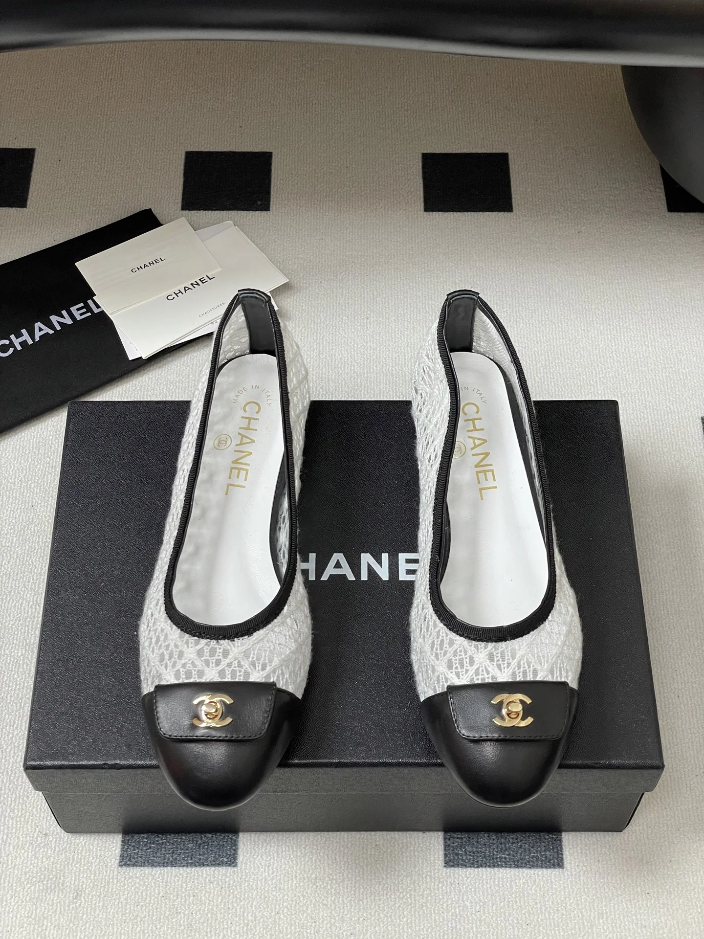 25 더블C 통굽 망사 플랫 발레화(4color) 상세