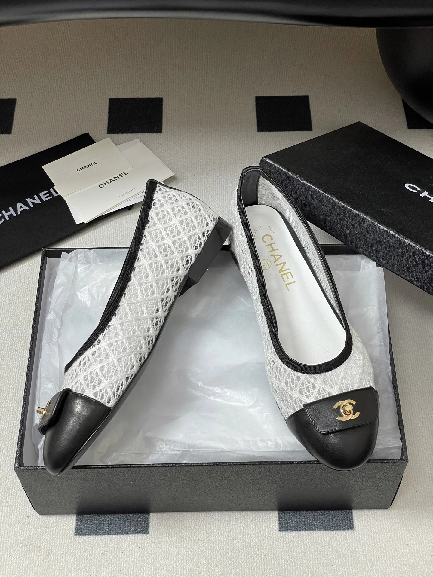 25 더블C 통굽 망사 플랫 발레화(4color) 상세