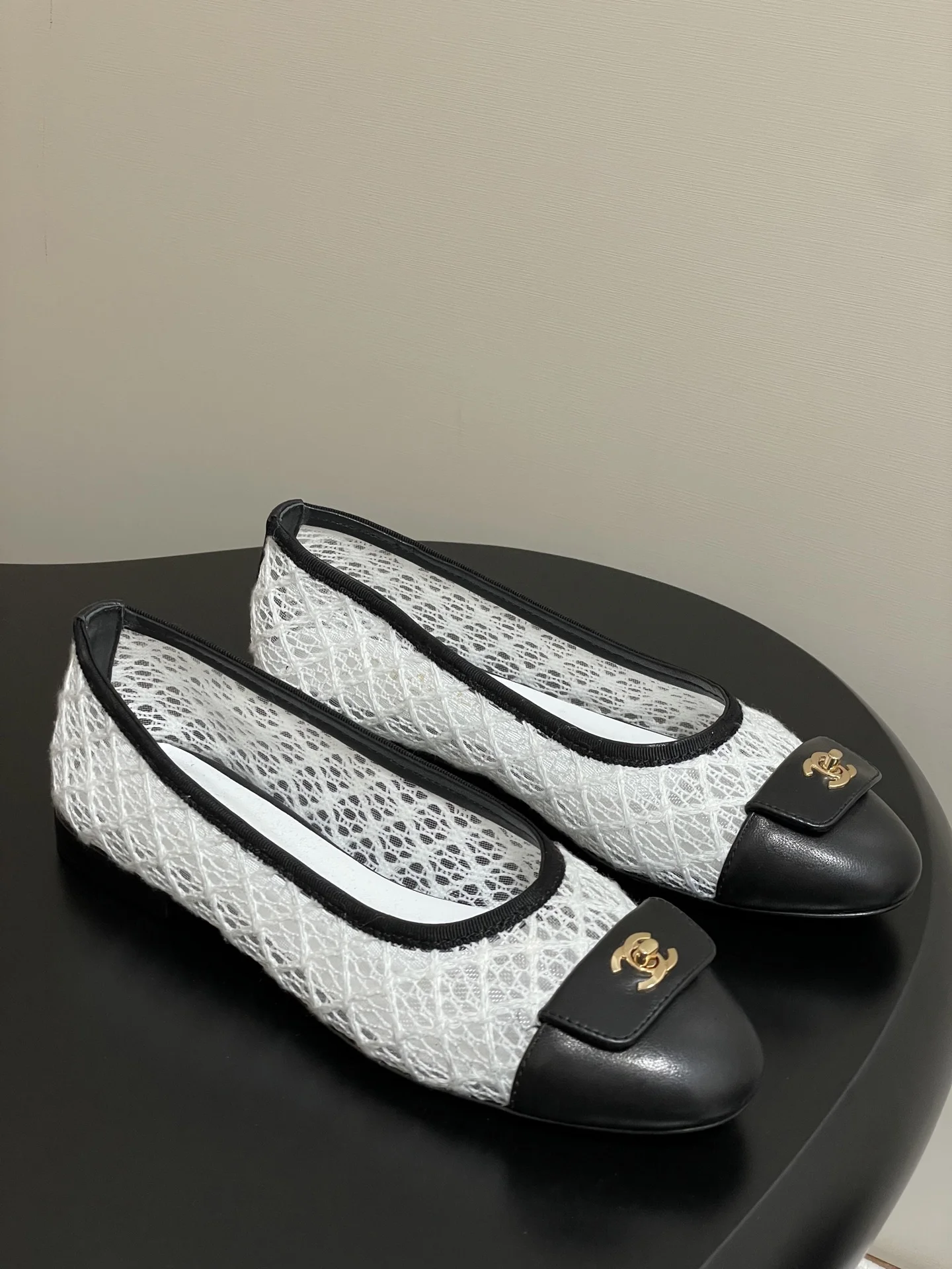 25 더블C 통굽 망사 플랫 발레화(4color)