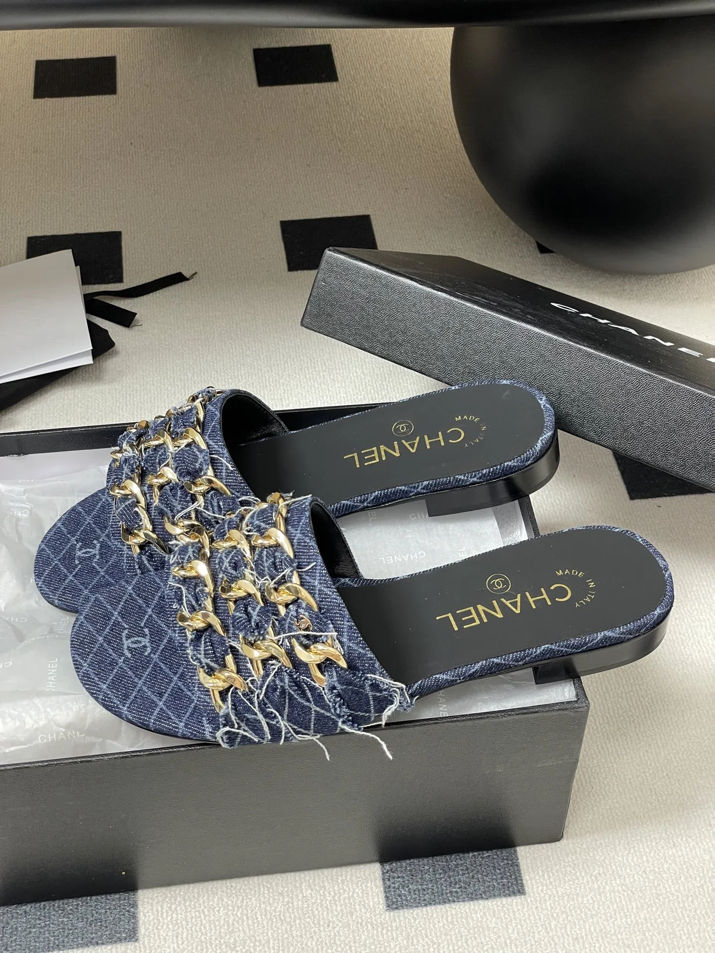 25B 빅 체인 플랫 스틸레토 슬리퍼 (5color) 상세