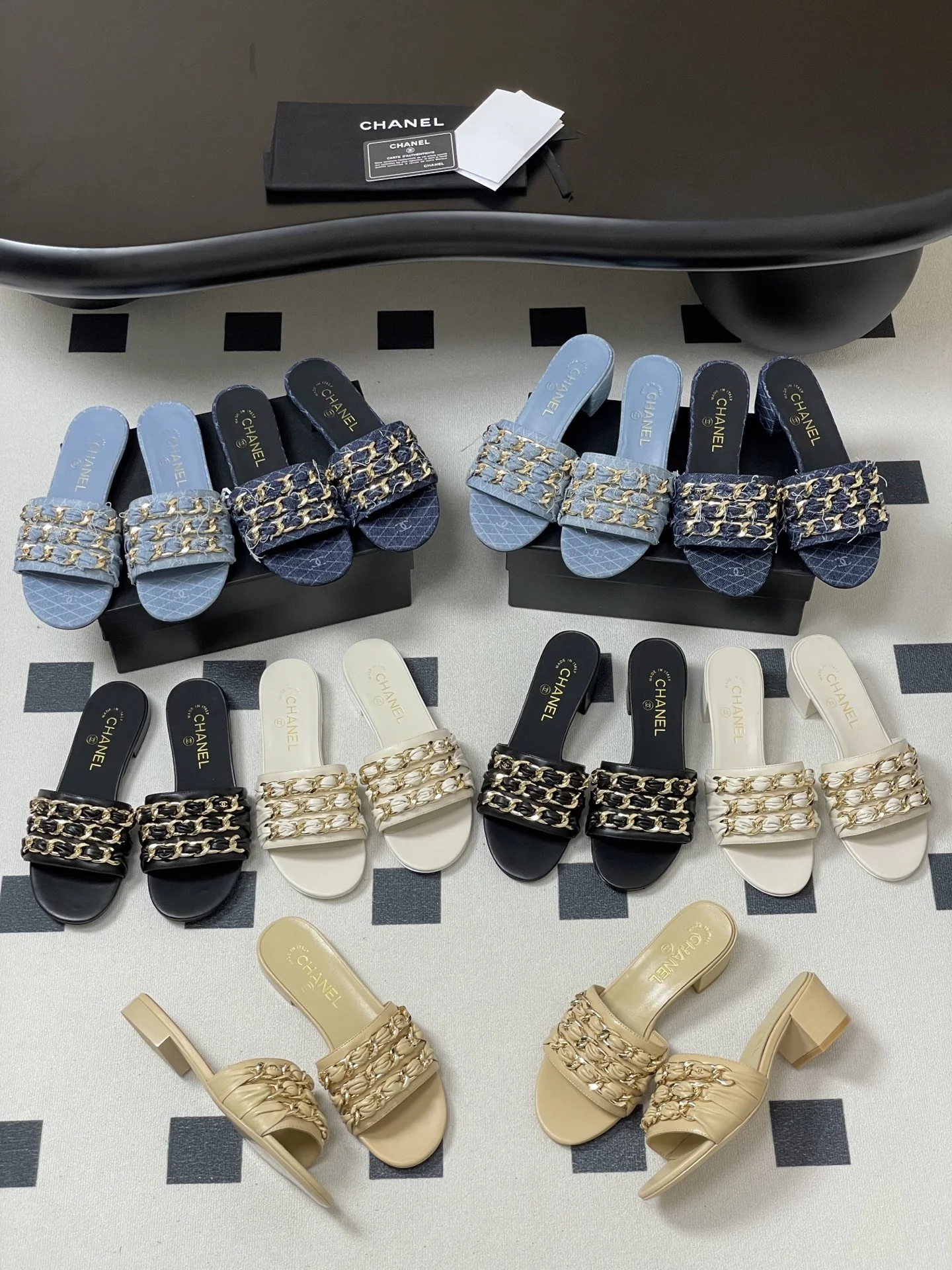 25B 빅 체인 플랫 스틸레토 슬리퍼 (5color)