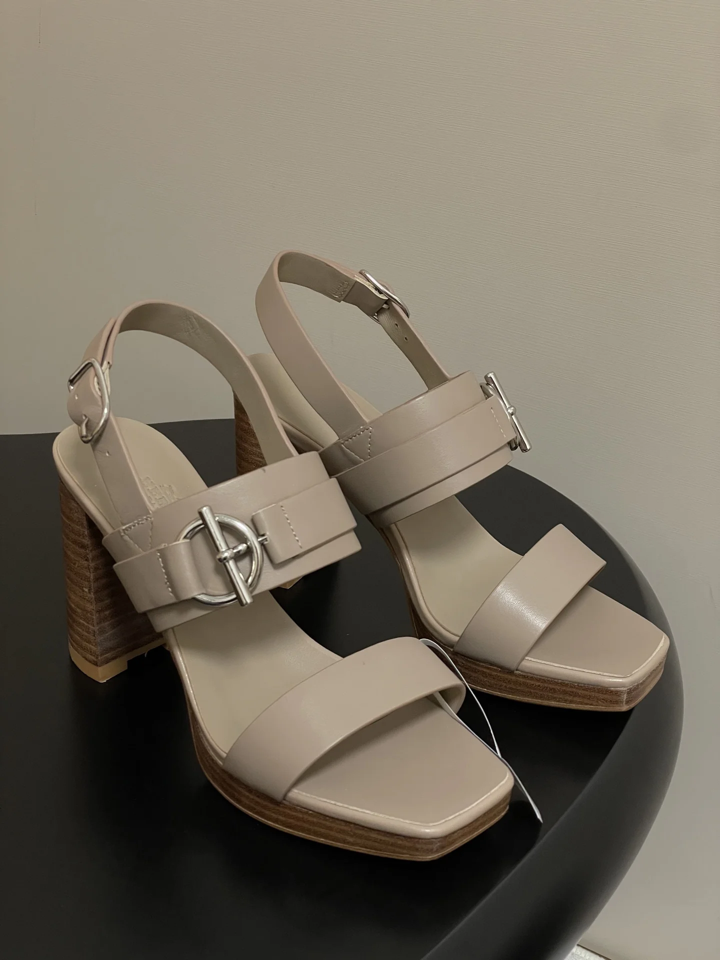 메탈 버클 소가죽 가보시 힐 9cm (5color) 상세