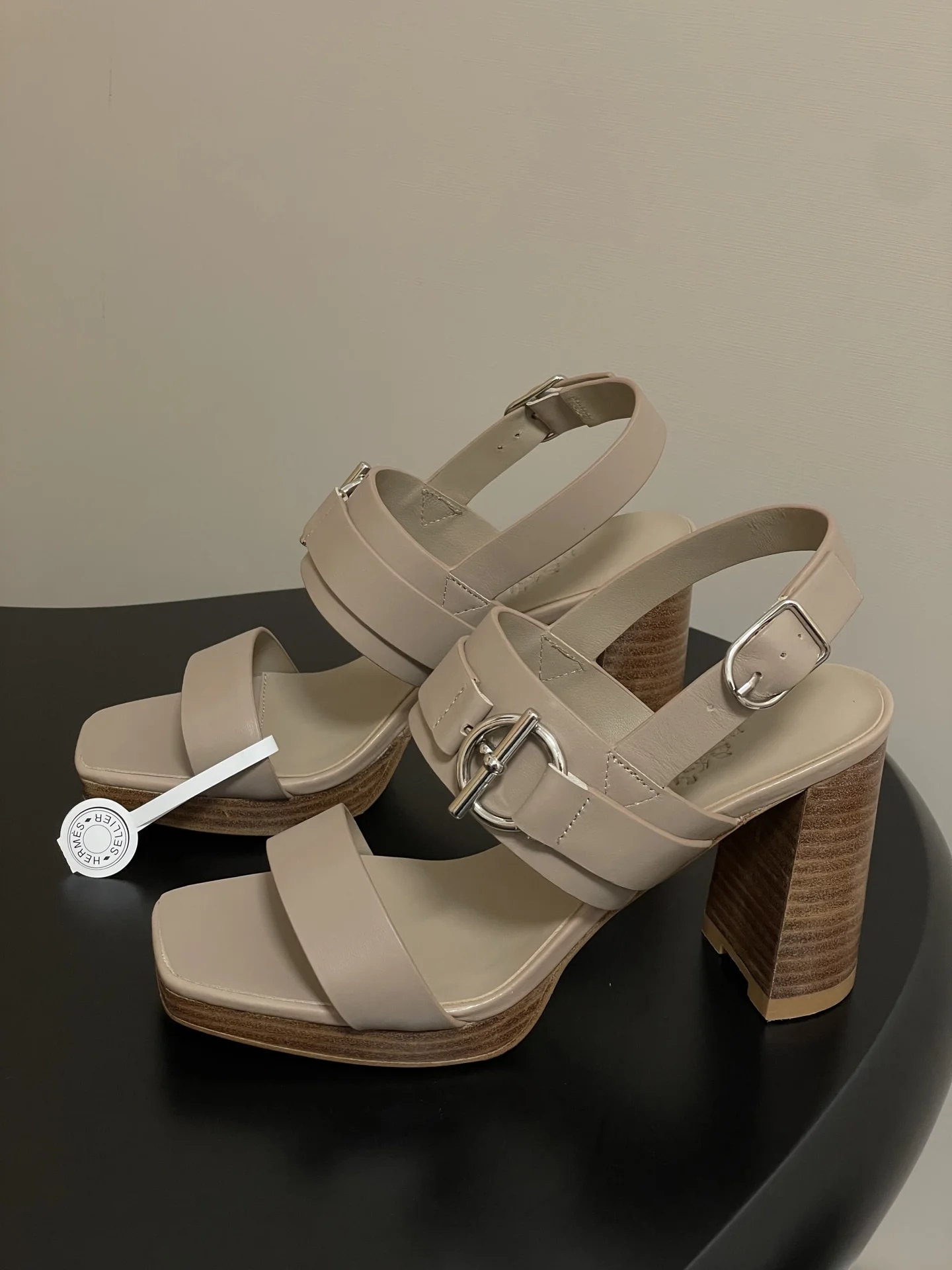 메탈 버클 소가죽 가보시 힐 9cm (5color) 상세