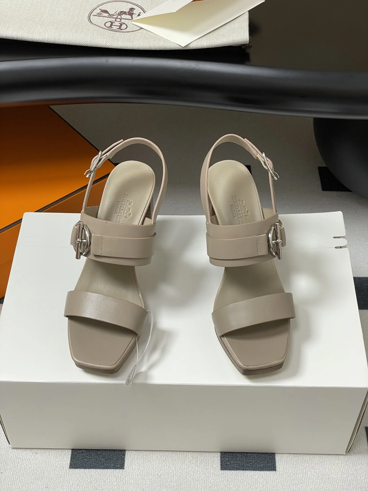 메탈 버클 소가죽 가보시 힐 9cm (5color) 상세