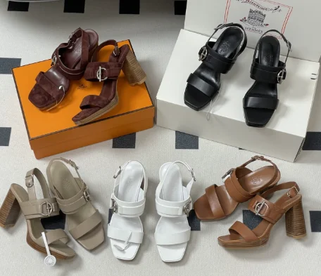 메탈 버클 소가죽 가보시 힐 9cm (5color)