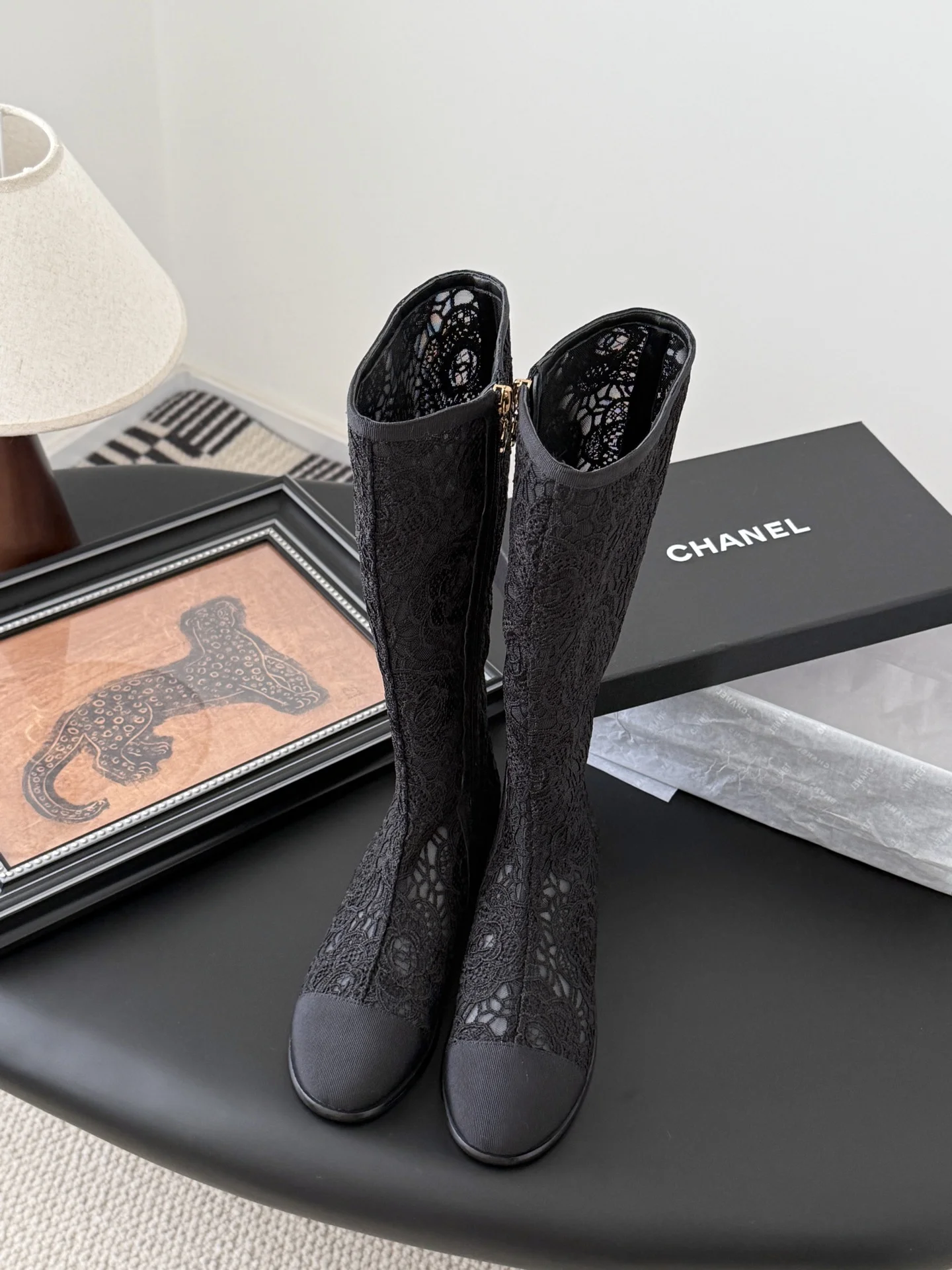 25K 추동 신상 망사자수 롱앵클부츠 (2color) 상세