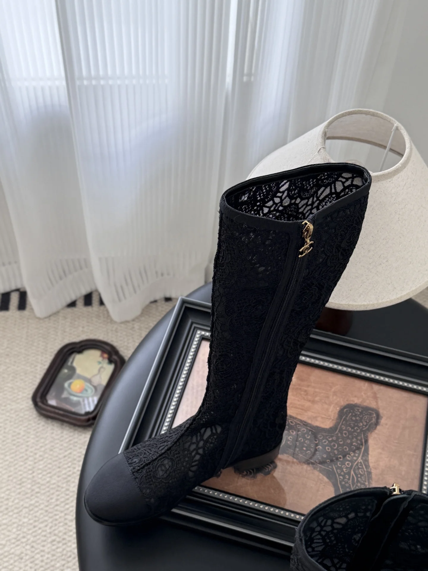 25K 추동 신상 망사자수 롱앵클부츠 (2color) 상세