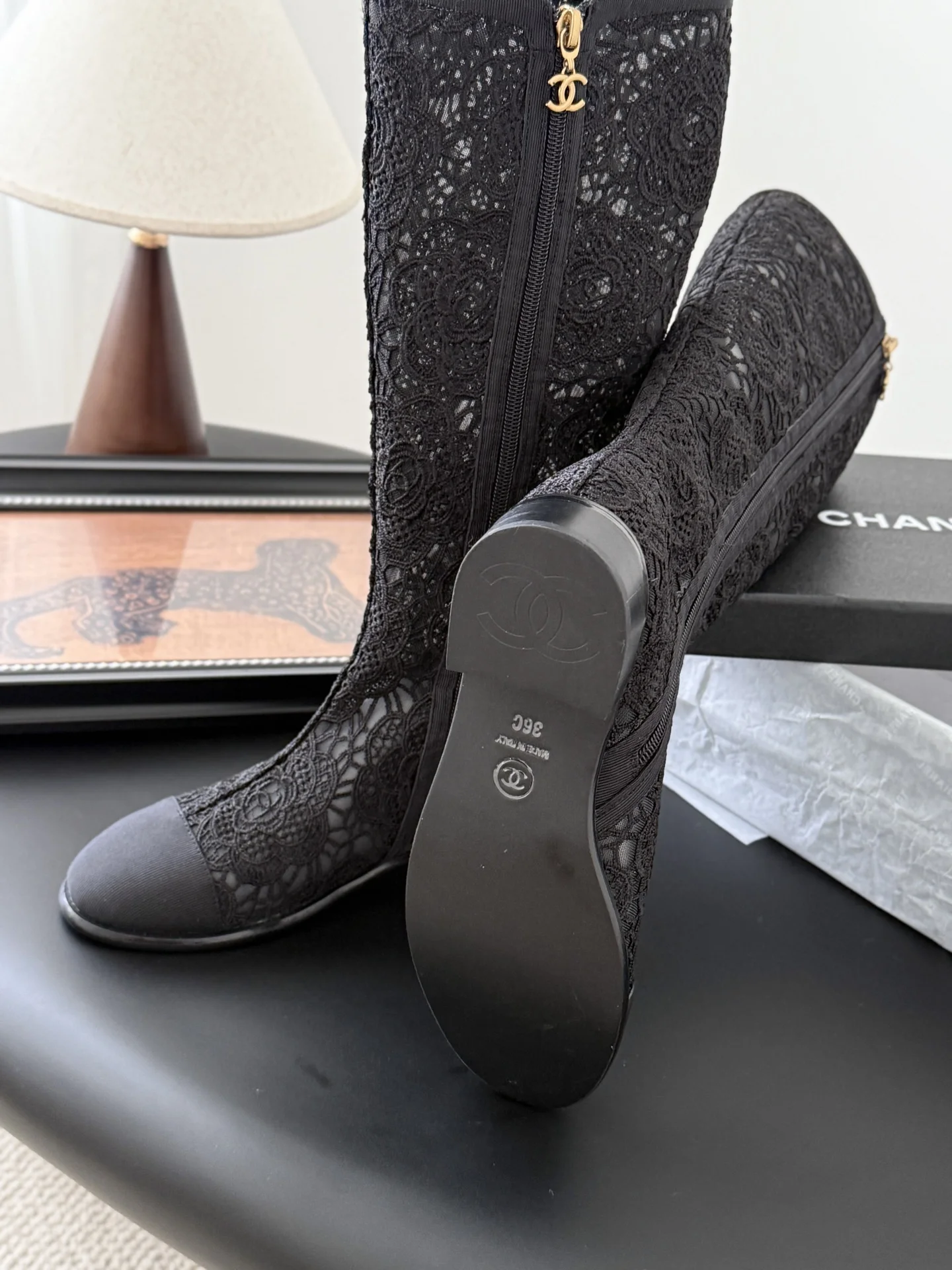 25K 추동 신상 망사자수 롱앵클부츠 (2color) 상세