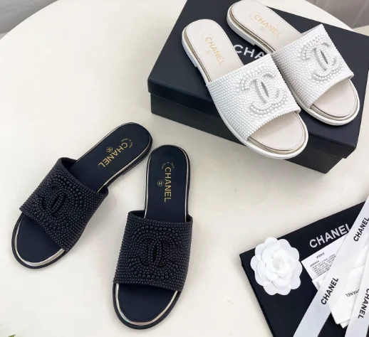 25 춘하 신상 진주 더블 C 플랫 슬리퍼 (2color)